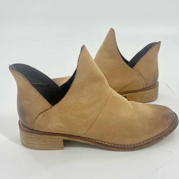 Anthropologie Crevo Britain Tan Boho Western Leather Distressed Ankle Bootie 7.5 - Picture 2 of 11